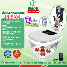 Bồn Ngâm Chân Massage Gấp Gọn, Chậu Ngâm Nước Nóng Nikio NK-193 - Làm Nóng Và Giữ Ấm Tự Động, 4 Con Lăn 3D Day Vuốt Lòng Bàn Chân, Kích Thích Tuần Hoàn Máu, Giảm Đau Nhức Lòng Bàn Chân - Giảm Stress Cải Thiện Giấc Ngủ
