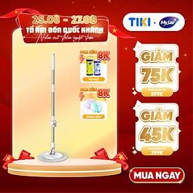 Cây Lau Nhà Đơn MyJae Sợi Microfiber Xoay 360 Độ Phù Hợp Cho Nhiều Loại Thùng Lau 134cm