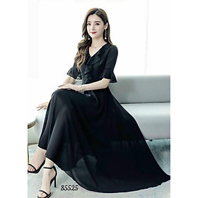 ĐẦM VOAN Ý,THIẾT KẾ HỌA TIẾT TRƠN NHƯNG KHÔNG KÉM PHẦN SANG TRỌNG LANA FASHION