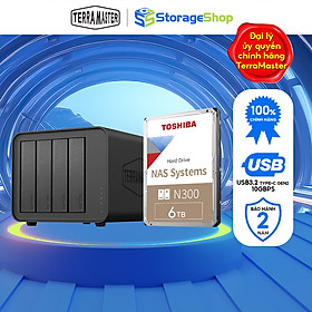 Combo bộ Thiết bị lưu trữ DAS TerraMaster D4-320 4-bay kèm ổ cứng Toshiba NAS N300 24/7 Hàng chính hãng