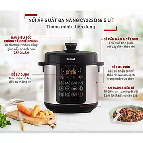 Nồi áp suất điện Tefal Speedy Cook 5L CY222D68 - 10 Chương trình nấu - BH 24 tháng -Hàng Chính Hãng