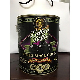 Quả OLIU XANH, ĐEN TÁCH HẠT NGÂM HIỆU LATINO BELLA 3KG HỘP - trái oliu đen
