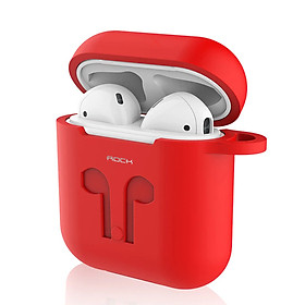 Đỏ - Bao case silicon cho Apple Airpods 1 / 2 hiệu Rock Carying Case (Đính kèm dây nối chống mất) - Hàng nhập khẩu