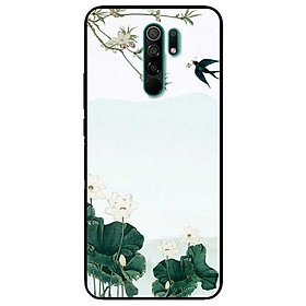 Ốp lưng dành cho Xiaomi Redmi 9 - Redmi 9A - mẫu Sen Trắng Chim Én