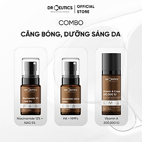 DrCeutics Bộ Chăm Sóc Dưỡng Sáng Da B3 12% (30g) + Vitamin A Cream 200.000 IU (50g) và Hyaluronic Serum + NMFs (30g) Skincare