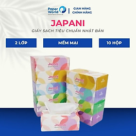 Combo 10 hộp khăn giấy lụa Japani Silk180 hai lớp kích thước 19x20cm hộp xanh - 180 tờ/hộp