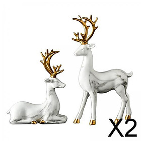 2x Resin Couple Statue Ornament Wedding Gifts Wedding Decor White Elk Deer