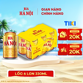 Lốc 6 lon Bia Hà Nội (330ml/lon)
