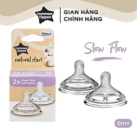 Núm Ty Silicon Siêu Mềm Tự Nhiên Cho Bé Tommee Tippee Natural Start Slow Flow 0-3 Tháng (Vỉ đôi)