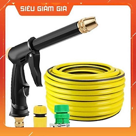 Mua Bộ dây và vòi xịt rửa xe tưới cây tăng áp vòi xịt rửa vòi tưới cây 810-2498 (dây vàng- cút nối xanh)