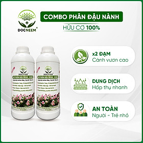 Combo Phân bón đậu tương, đậu nành chuối humic DOCNEEM kích mầm, chồi, hoa chuẩn form trên hoa hồng, cây cảnh, combo 2 chai 1 lít