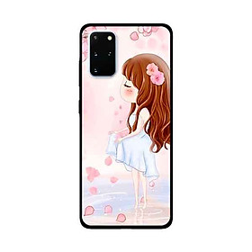 Ốp Lưng Dành Cho Samsung Galaxy S20 Plus mẫu Cô Gái Váy Trắng Nền Hoa Đào - Hàng Chính Hãng