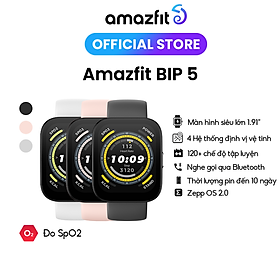 Đồng hồ thông minh Amazfit Bip 5 - Nghe gọi trực tiếp - Màn hình lớn 1.91'' - Virtual Pacer - Thời lượng pin lên đến 10 ngày - Hàng chính hãng