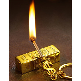 Mua Vỏ Hột Quẹt Bật Lửa Diêm Xăng Kiêm Móc Treo Chìa Khóa Hình Thỏi Vàng Độc Lạ