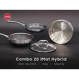 Mua Bộ chảo chống dính bếp từ iMat Hybrid size 20cm kết hợp giữa lớp phủ điêu khắc chống dính Blackcube  và inox 430
