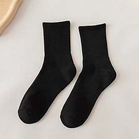 COMBO 2 ĐÔI Tất Cổ Cao Nam Nữ Cổ Cao Màu Trơn Basic Thời Trang Vớ Cổ Cao Vải Cotton Phong Cách Nhiều Màu Trắng Đen Siêu Dai Tất Dài Co Giãn - Giao Màu Ngẫu Nhiên