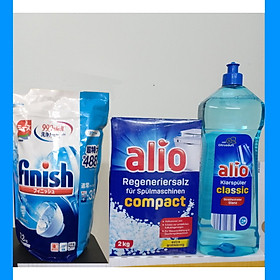 Combo bột rửa bát Alio + nước làm bóng Alio 1000 ml+ hộp muối làm mềm nước Alio 2 kg