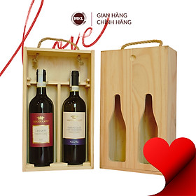 Set rượu vang đỏ Granducato Chianti DOCG và rượu vang trắng Vernaccia Vernaccia Di San Gimignano by Bersano kèm hộp gỗ thông đôi nắp trượt