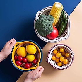Mua Set rổ nhựa 6 món kèm chậu - Bộ 3 rổ và 3 chậu thau nhựa rửa rau củ đựng hoa quả trái cây (Giao màu ngẫu nhiên) - shop88