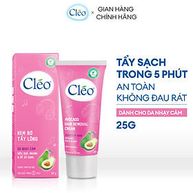 Kem Tẩy Lông Chiết Xuất Bơ Cleo Dành Cho Da Nhạy Cảm 25g, an toàn, không đau và đạt hiệu quả nhanh chóng
