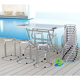 Mua Bộ bàn chữ nhật inox quán ăn 6 ghế
