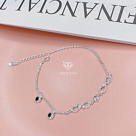Lắc chân vô cực bạc nụ đá bạc S925,Lắc chân bạc Ý 925 vô cực trái tim nụ đá-Minh Tâm Jewelry