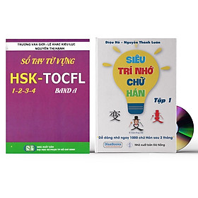 Sách-Combo 2 sách Sổ tay từ vựng HSK1-2-3-4 và TOCFL band A + Siêu trí nhớ 1000 chữ hán Tập 1+ DVD tài liệu