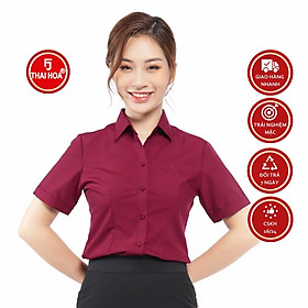 Áo sơ mi nữ Thái Hòa vải cotton thoáng mát màu đỏ N047-12-01