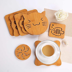 COMBO 2 RẾ LÓT LY BẰNG GỖ KHẮC HỌA TIẾT NHIỀU HÌNH NGHỘ NGHĨNH- BỘ 2 MIẾNG LÓT LY ,ĐẾ LÓT NỒI CÁCH NHIỆT TIỆN LỢI BỀN CH