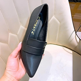 Giày cao gót nữ ROSATA RO461 xỏ chân mũi nhọn gót vuông cao 5cm xuất xứ Việt Nam - ĐEN