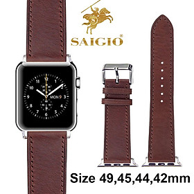 Dây Apple Watch 49mm 45mm 44mm 42mm, Chất Liệu Da Bò Cao Cấp, Dây Đeo Phong Cách Cổ Điển, Tương Thích Các Phiên Bản Series Ultra2/Ultra/SE2/SE/9/8/7/6/5/4/3/2/1