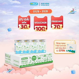 Sữa tươi UHT Đà Lạt True Milk ít đường 110ml (Thùng 48 hộp)