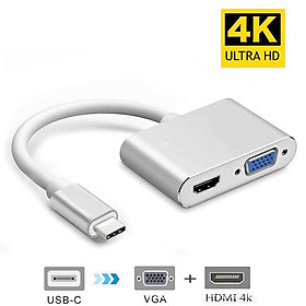 Mua Cáp chuyển đổi hub Type C 4K Vinetteam 4 in 1 Type C ra HDMI VGA USB 3.0 và cổng sạc chuyên dụng cho điện thoại  laptop hỗ trợ chế độ Dex ( màu ngẫu nhiên) - hàng chính hãng