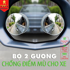 gương cầu lồi cho xe ô tô, Bộ 2 Gương Cầu Lồi Tràn Viền Xoay 360 độ Gắn