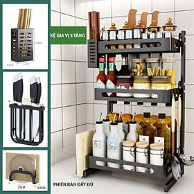 Mua Kệ gia vị đa năng INOX phủ sơn tĩnh điện Đen  kệ bếp cao cấp (2 Tầng  3 Tầng) Loại Dày