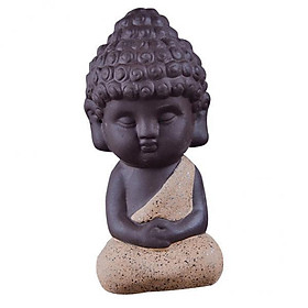 10X Little Monk Buddha Ceramic Statues Holder Tea Pet Home Tea Tray Decor Yellow