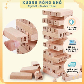 Bộ đồ chơi rút gỗ 48 thanh - kèm 4 xúc xắc gỗ (Loại To)- Xếp Hình Xả Stress bằng gỗ thông tự nhiên