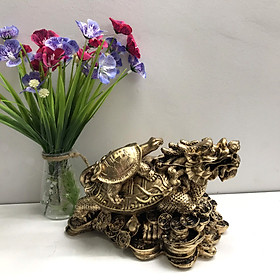 Mua Tượng Đá Long Quy Phong Thủy - Màu Nhũ Vàng - Size Lớn