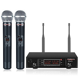Mua Hệ thống micrô không dây UHF cầm tay kép Phenyx Pro PTU-71A chính hãng với 2x200 kênh (530 - 580MHz)