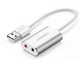 Mua Bộ chuyển USB 2.0 sang Loa + MIC chuẩn 3.5mm vỏ nhôm 15CM màu Bạc Ugreen 218AT30801US - Hàng chính hãng