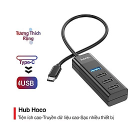 Hub chuyển Hoco HB25 Type-C sang 4 cổng USB vật liệu cao cấp siêu nhẹ - Hàng chính hãng