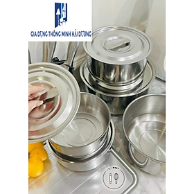 Mua Sét 5 nồi bát inox sáng bóng không có quai  kích thước khác nhau