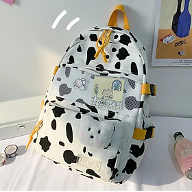 Balo ulzzang bò sữa chất vải canvas nữ đi học laptop thời trang học sinh sinh viên Cặp ( tặng kèm sticker và gấu)