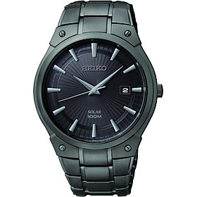 Seiko Men's SNE325 Dress Solar Black Stainless Steel Watch