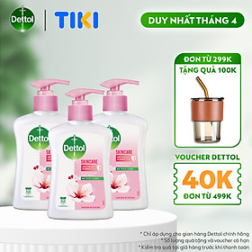 Combo 3 chai nước rửa tay Dettol kháng khuẩn dưỡng da - Chai 250g