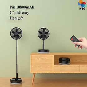 Hình ảnh Quạt không dây gấp gọn CYKE P10 tự động xoay, có remote điều khiển, hẹn giờ và kiêm đèn ngủ, 5 cánh, hàng chính hãng