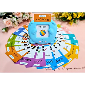 Đồ chơi thông minh Máy đọc thẻ song ngữ - Bộ thẻ flashcard Anh Việt kèm máy đọc - Gồm 255 thẻ 2 mặt và máy đọc - Không sóng điện từ, an toàn cho trẻ