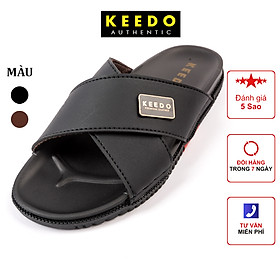 Dép nam quai chéo mẫu mới thương hiệu KEEDO KD0615 may khâu sẵn hàng chính hãng
