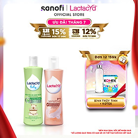 Bộ Dung Dịch Vệ Sinh Phụ Nữ Lactacyd Pro Sensitive Cho Da Nhạy Cảm 250ml + Sữa Tắm Gội Trẻ em Lactacyd Baby Extra Milky 250ml