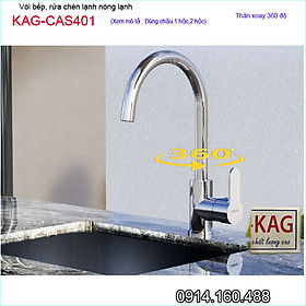 Mua Vòi bếp nóng lạnh KAG-CAS401 thân tròn cao cấp  Vòi chậu rửa chén bát cần cong xoay 180 độ chất lượng tốt sử dụng siêu bền